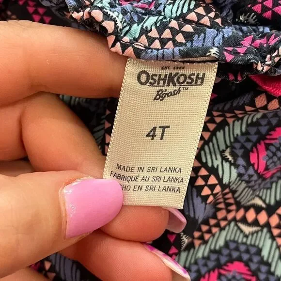 Oshkosh B'Gosh Girls Boho Printed Romper Blue Pink Sleeveless Size 4T - Picture 3 of 3